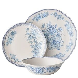 💕 2025 New 12 Piece The Pioneer Woman Agatha Blue Floral Dinnerware Set